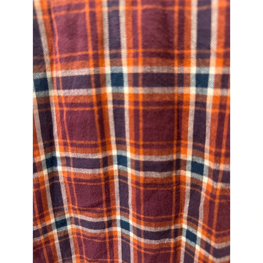 Banana Republic Soft Wash Mens XXL Long Sleeve Plaid‎ Button Down Shirt Burgundy